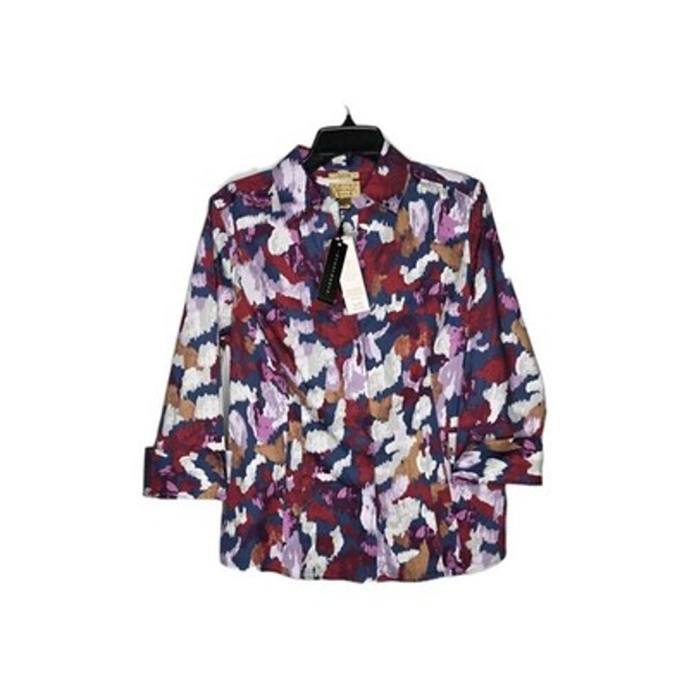 Gold Label Investments SZ 12 No Iron Taylor Womens Feathered 3/4 Sleeve Shirt
